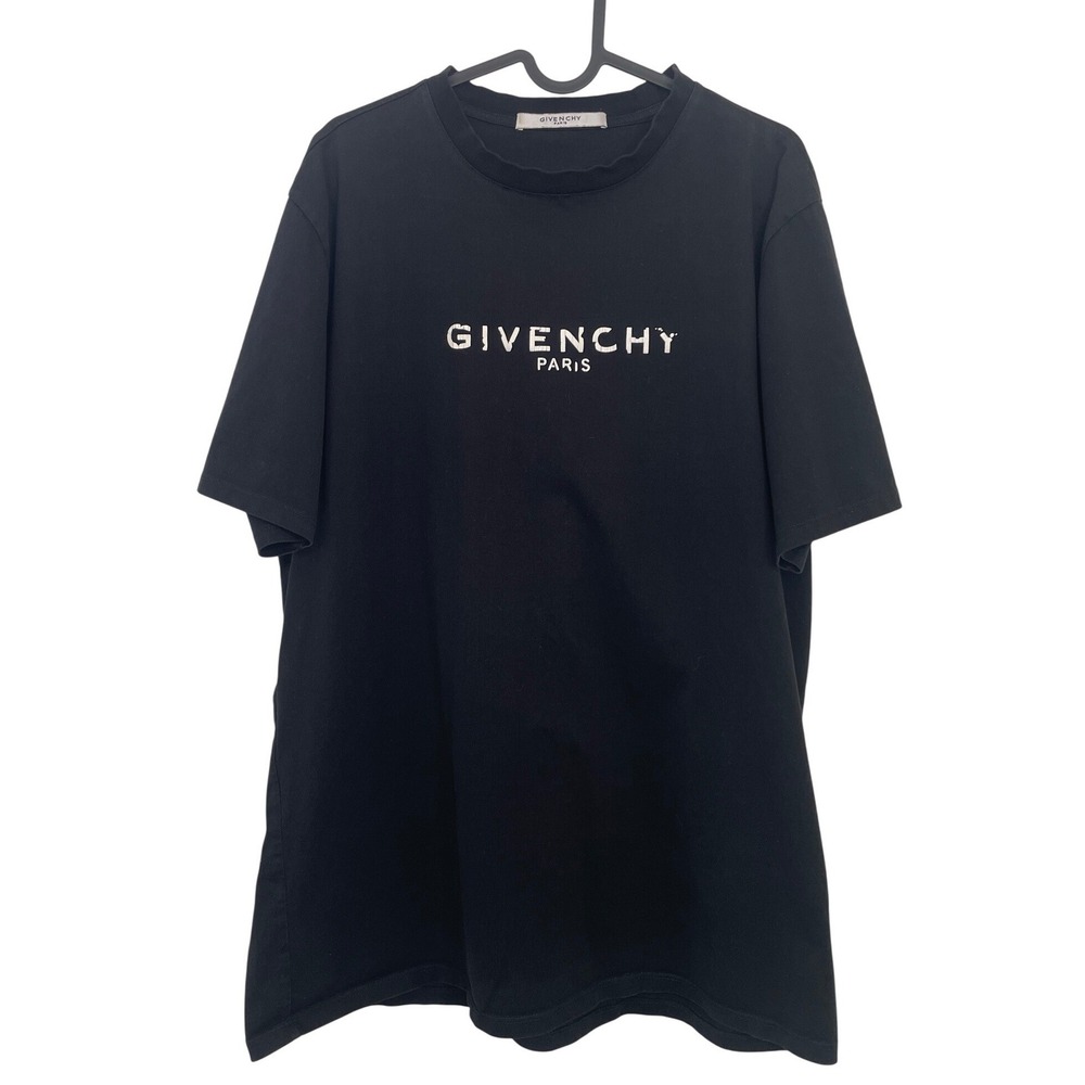 Givenchy T-Shirt Paris Logo Distressed Black XL